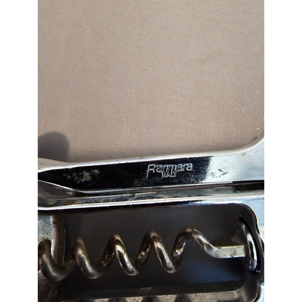 Franmara Silver Corkscrew Wine Bottle Opener w/Fins - Push Down - Used - Italy