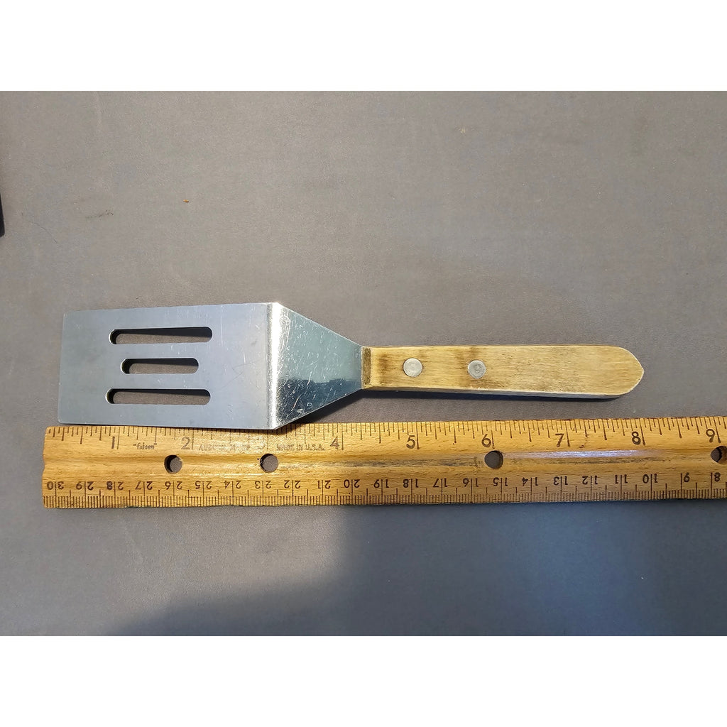 The Pampered Chef - Mini Stainless Steel Slotted Spatula w/Wood Handle 8"