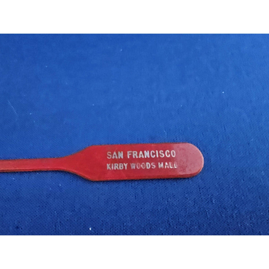 Vintage Red Kirby Woods Mall San Francisco Drink Swizzle/Stir Stick Stirrer