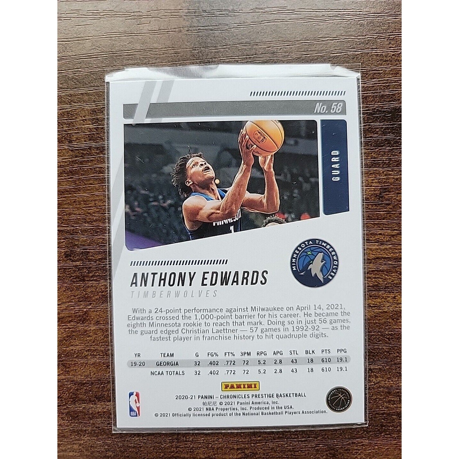 Anthony Edwards 2020-2021 Panini Chronicles Prestige #58 - RC - Rookie - NBA