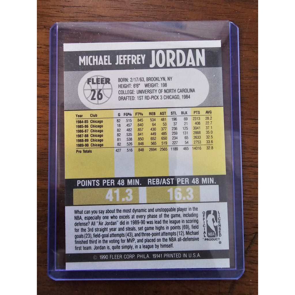 Michael Jordan 1990-1991 Fleer #26 - Chicago Bulls - NBA - Black Line Variation