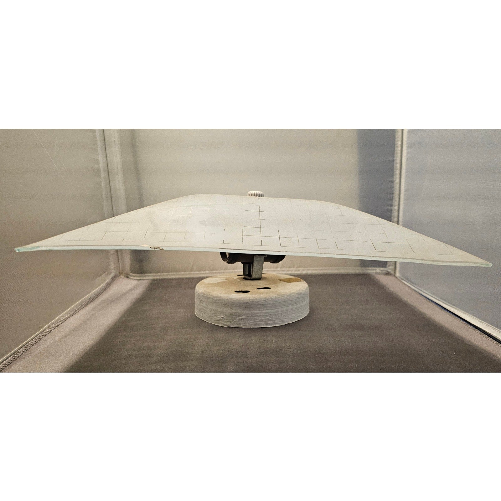 Vintage Mid Century Modern Square Ceiling Light Fixture w/Frosted Glass Lines