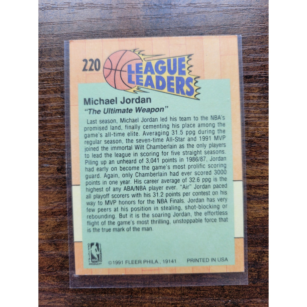 Michael Jordan 1991-1992 Fleer #220 - Chicago Bulls - NBA - Fresh Pull