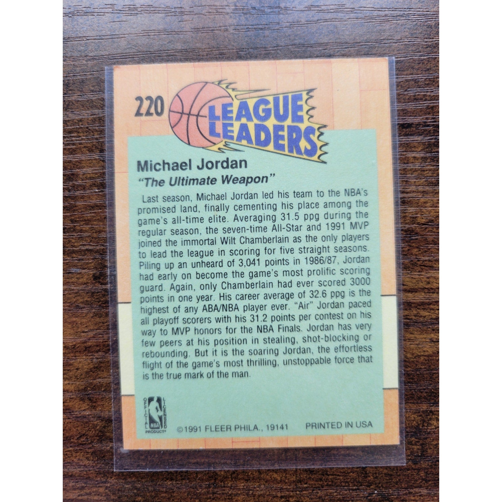 Michael Jordan 1991-1992 Fleer #220 - Chicago Bulls - NBA - Fresh Pull