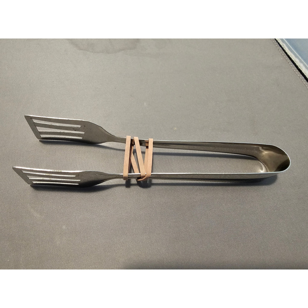 Silver Stainless Steel Tongs - 7" Long (used)