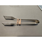 Silver Stainless Steel Tongs - 7" Long (used)