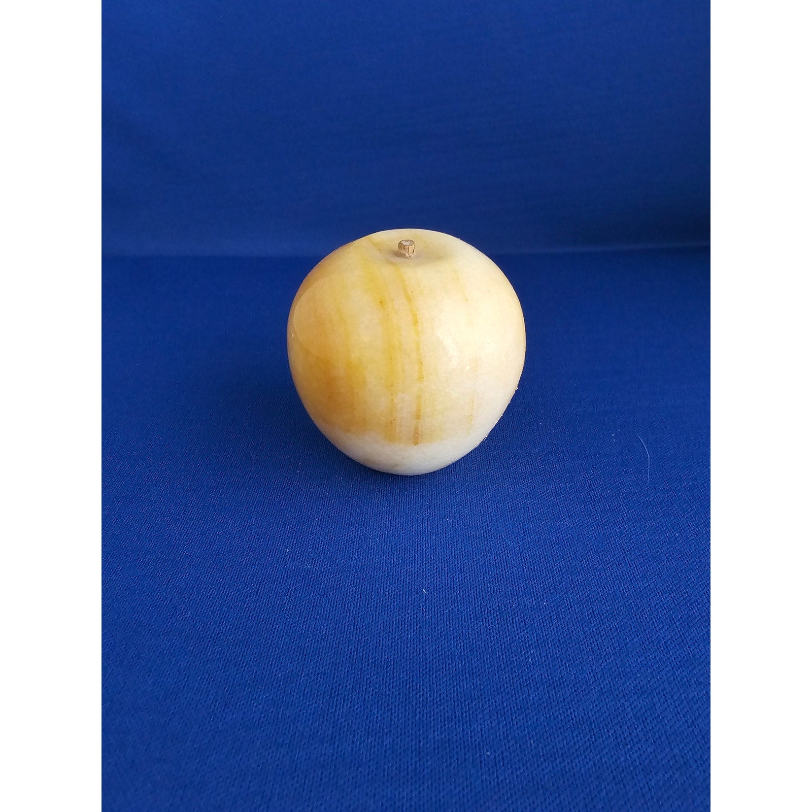 Vintage Alabaster Marble Carved Stone Fruit - Yellow Apple - 2-1/4" tall
