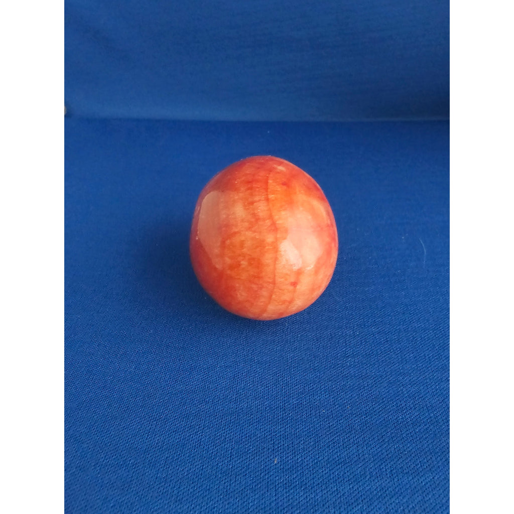 Vintage Alabaster Marble Carved Stone Fruit - Small 2-1/4" wide - Red/Orange