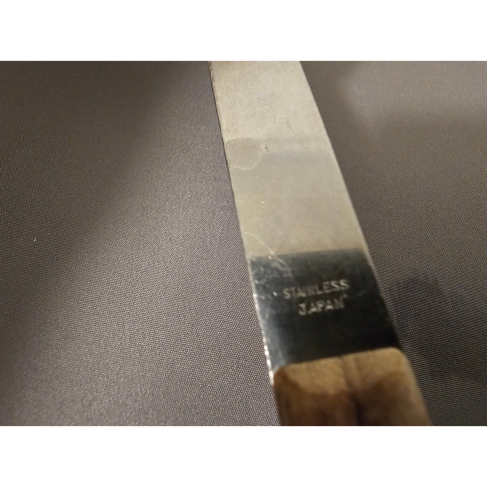 Vintage 9" Stainless Steel Serving Spoon w/Single Slot and Wood Handle - Japan