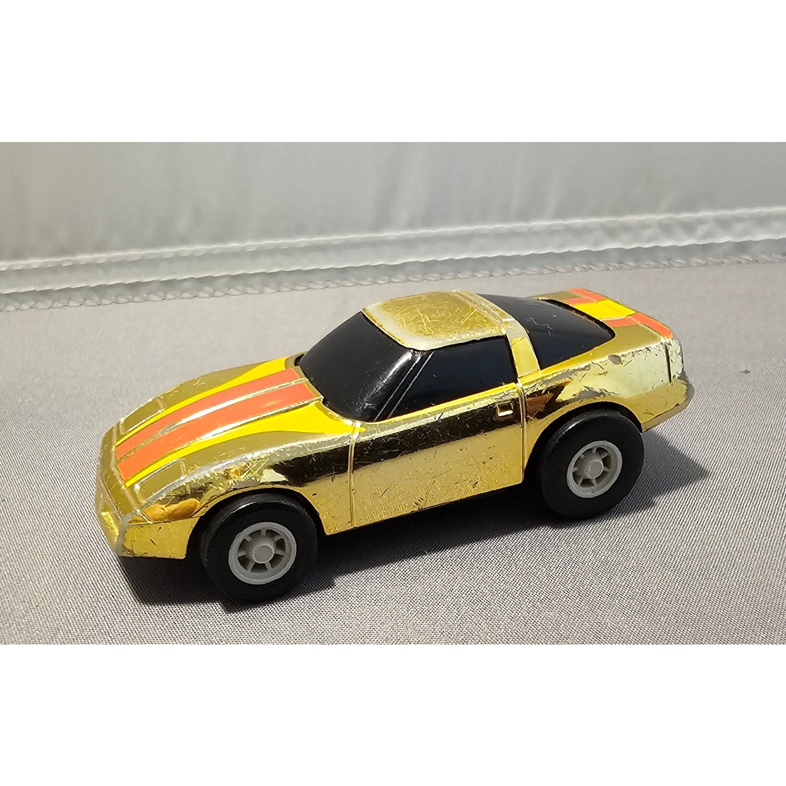 Vintage Tomy Ratchet Racers - Japan - Gold Corvette w/Orange Yellow - loose