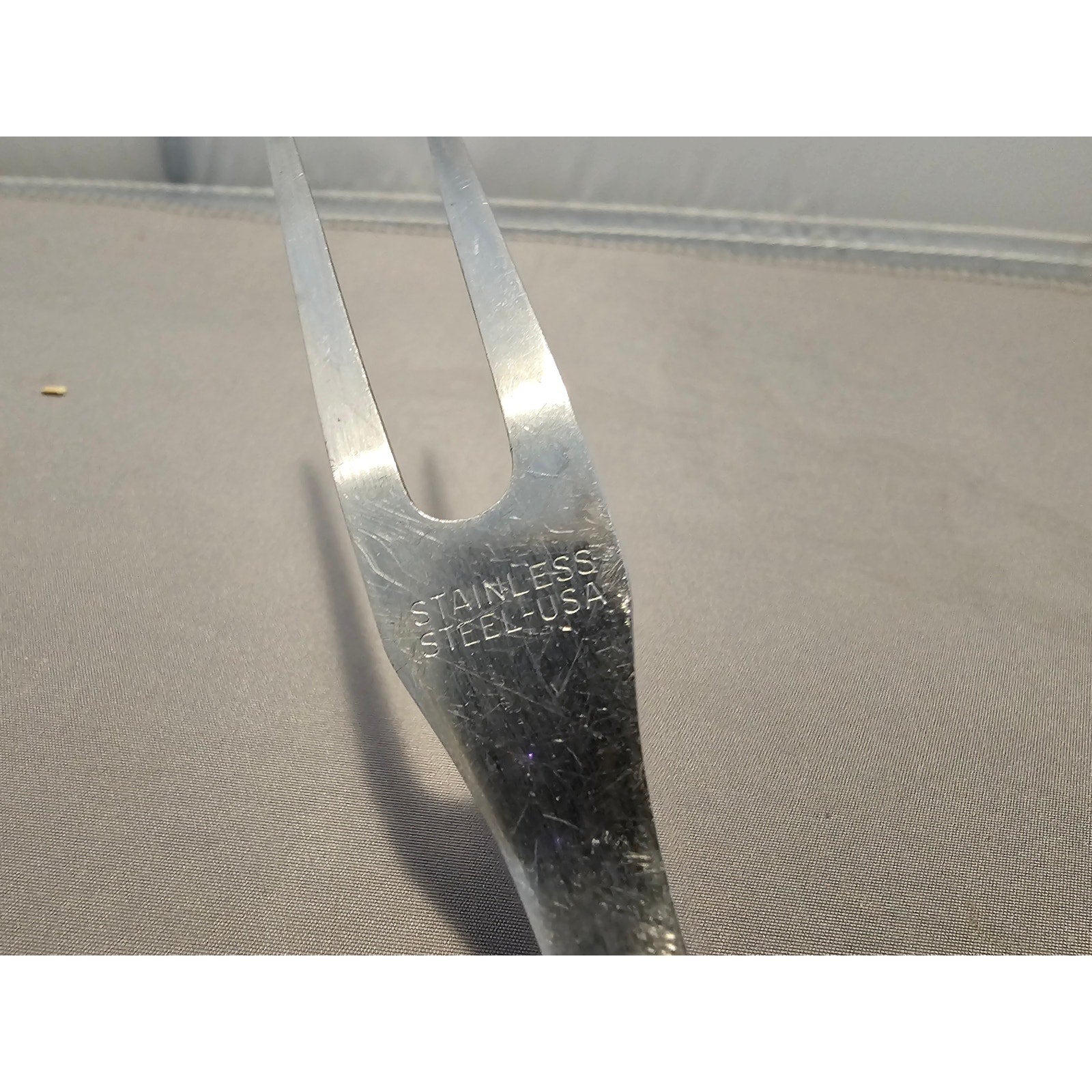 Vintage 2-Prong Stainless Steel Meat Carving Fork w/Antler Handle - 10” Length
