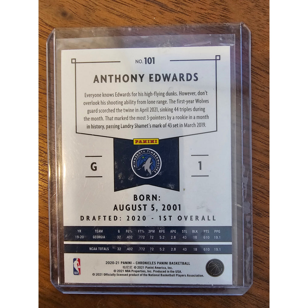 Anthony Edwards 2020-21 Panini Chronicles #101 - Rookie - Minnesota Timberwolves