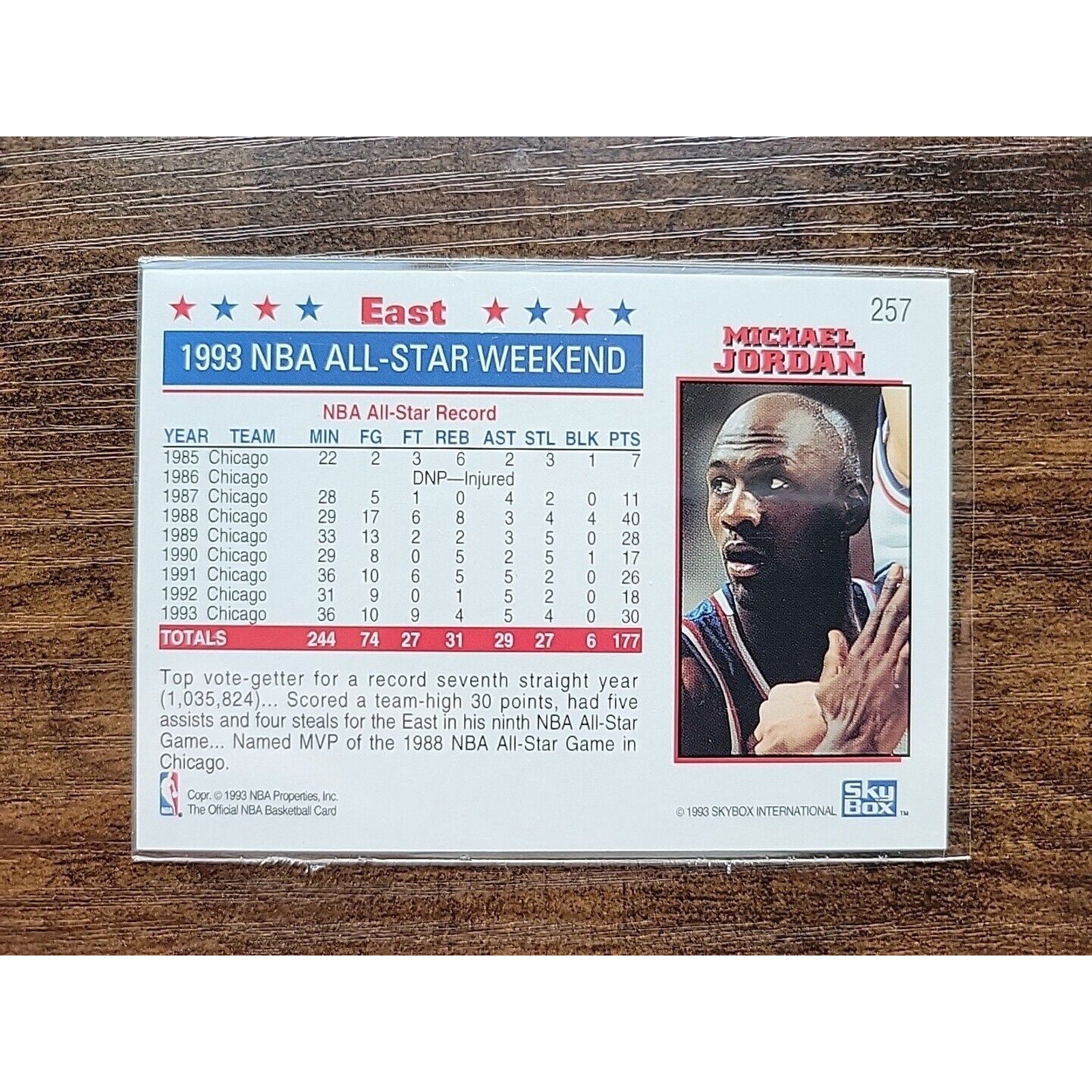 Michael Jordan 1992-1993 NBA Hoops #257 - Chicago Bulls - NBA All Star