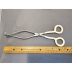 Vintage Ekco 10" White Rubble Handle Stainless Steel Tongs - USA