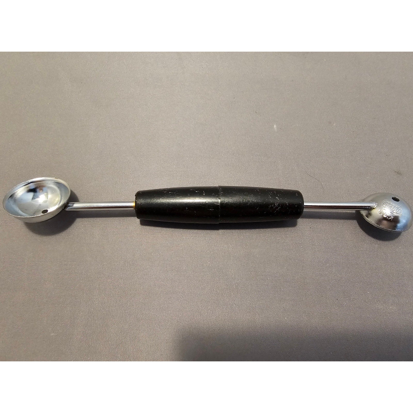 Vintage 7-1/2" Ekco Black Plastic Handled Double Ended Melon Baller/Curler