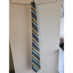 Vintage Men's Necktie - Blue/Black/Yellow Stripes - 54" long x 3.5" wide RN20152
