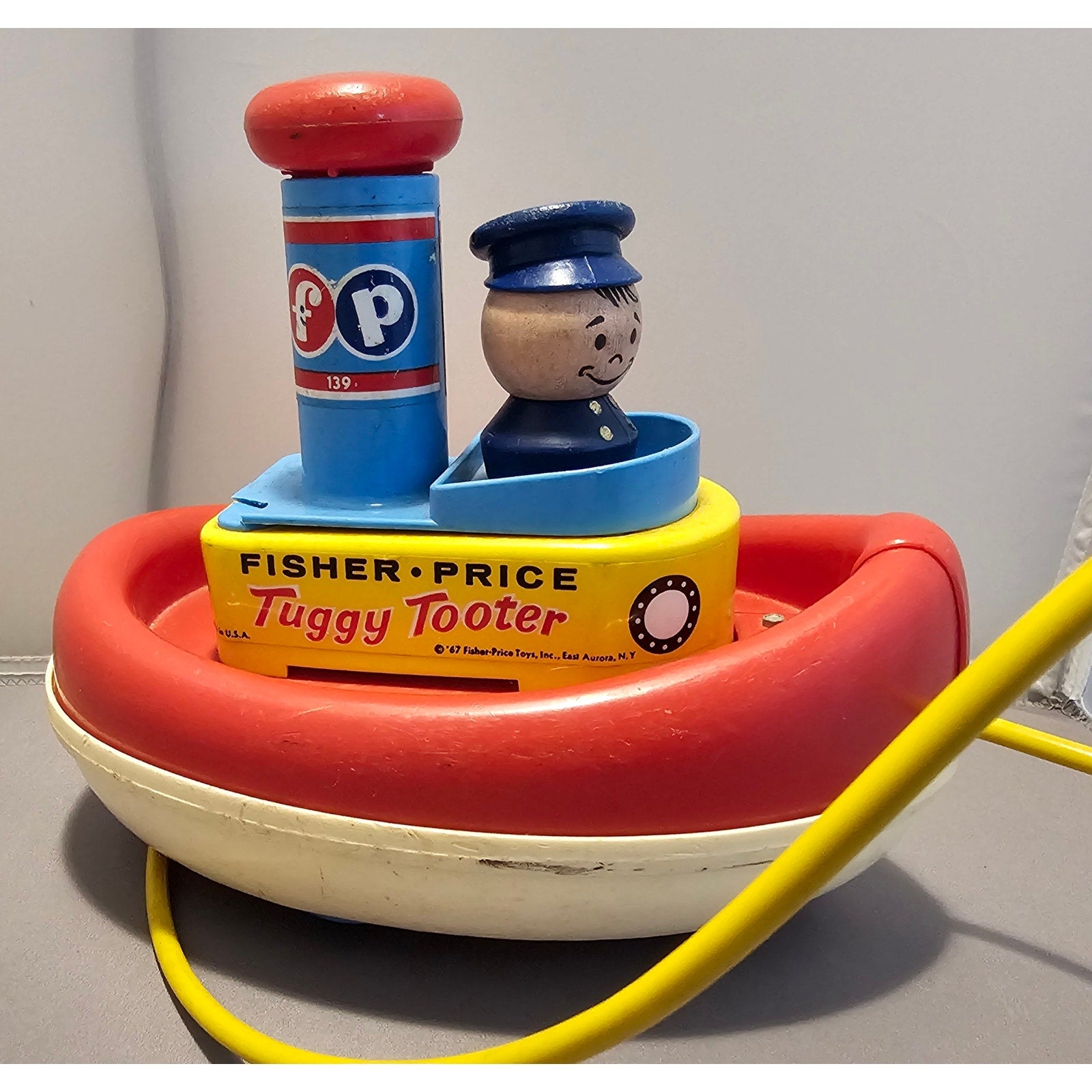 Vintage 1967 Fisher-Price #139 Tuggy Tooter - Blue Stack FPT1237