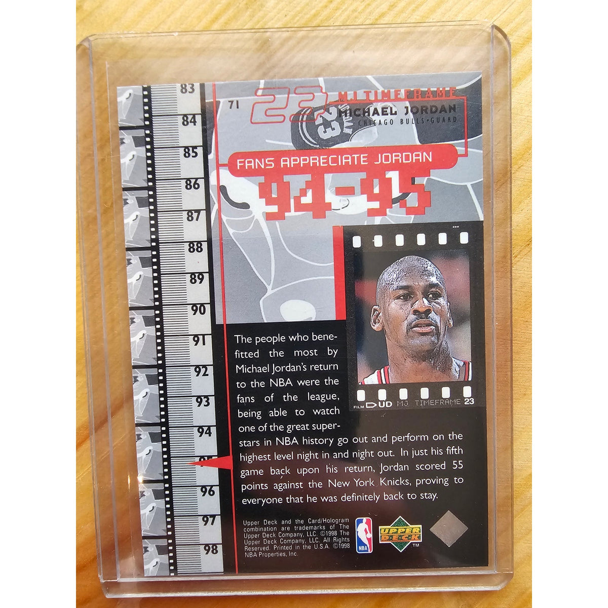 Michael Jordan 1998 Upper Deck Timeframe 23 #71 - Chicago Bulls - 94-95 - NBA
