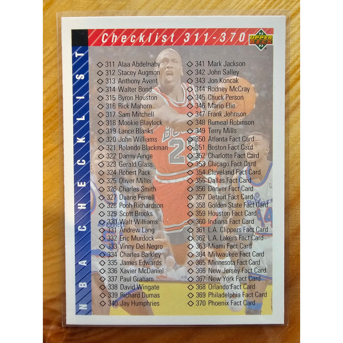Michael Jordan 1992-1993 Upper Deck #419 Checklist - #311-420 - NBA