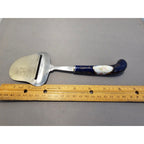Vintage Stainless Steel Cheese Slicer/Server - Blue Porcelain Handle - Japan