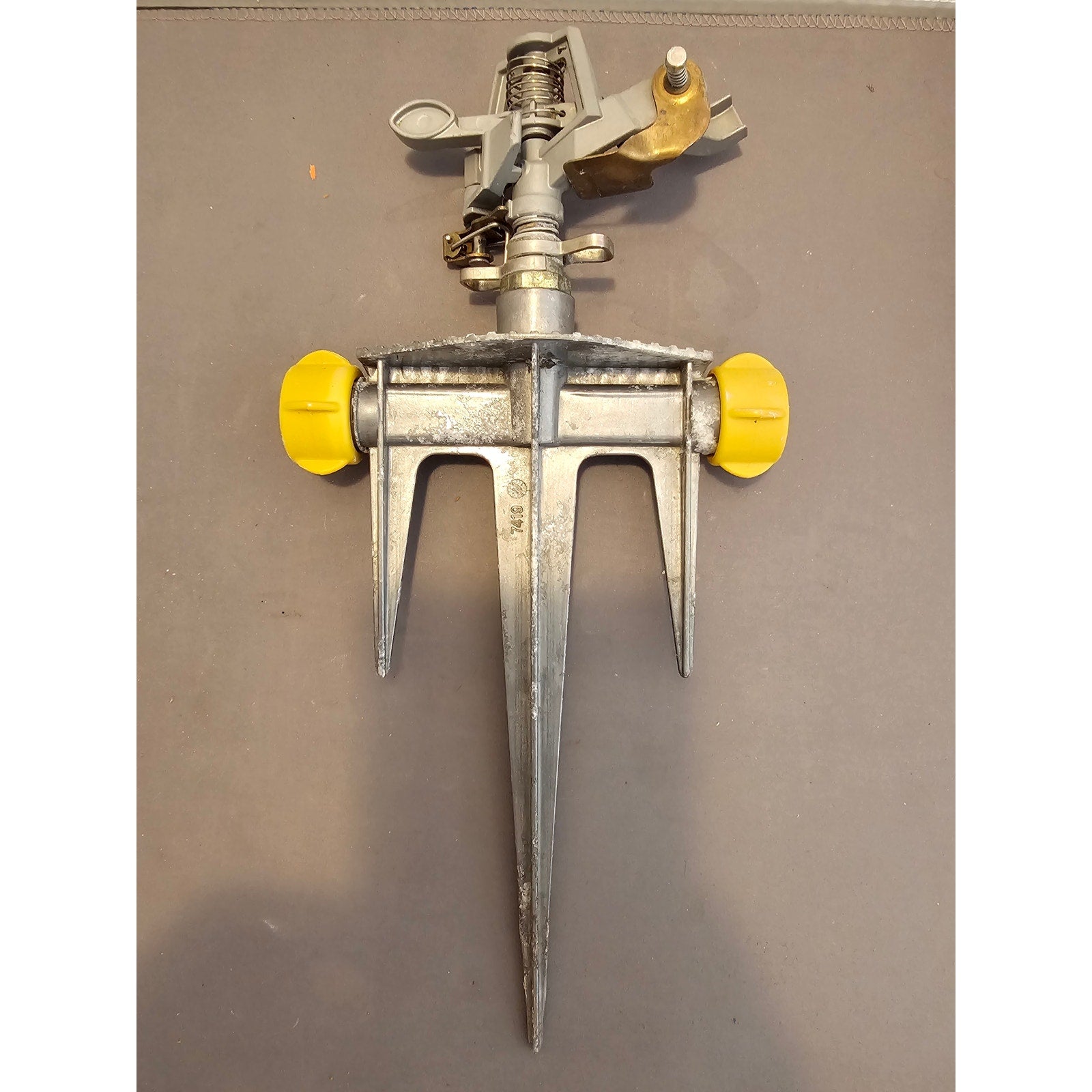 Brass/Metal Impact Sprinkler - Impulse Rotor Lawn Irrigate Ground, 7419 Stake