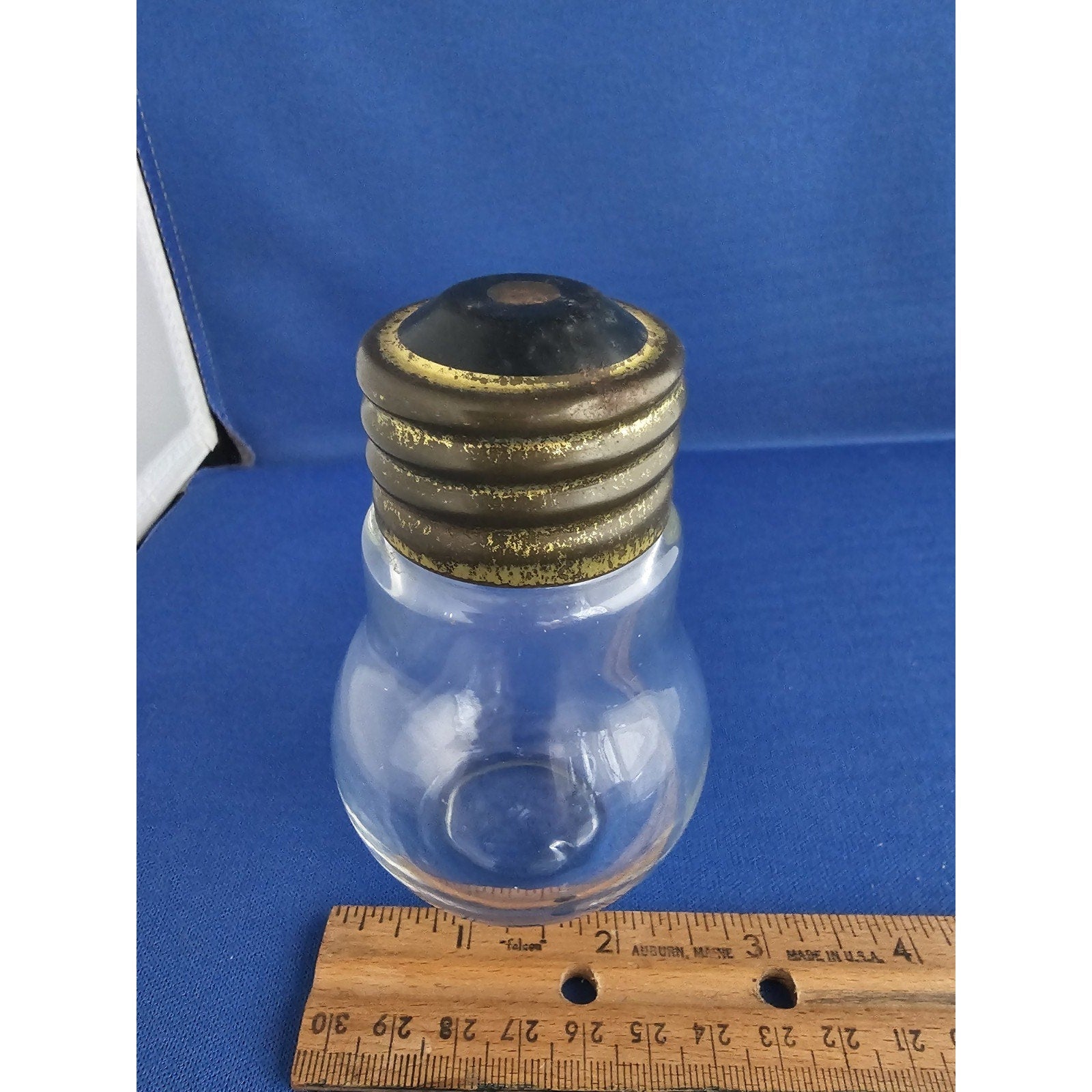 Vintage Glass Light Bulb Shaped Vase-Jar w/Screw-On Cover - No 15 on Bottom