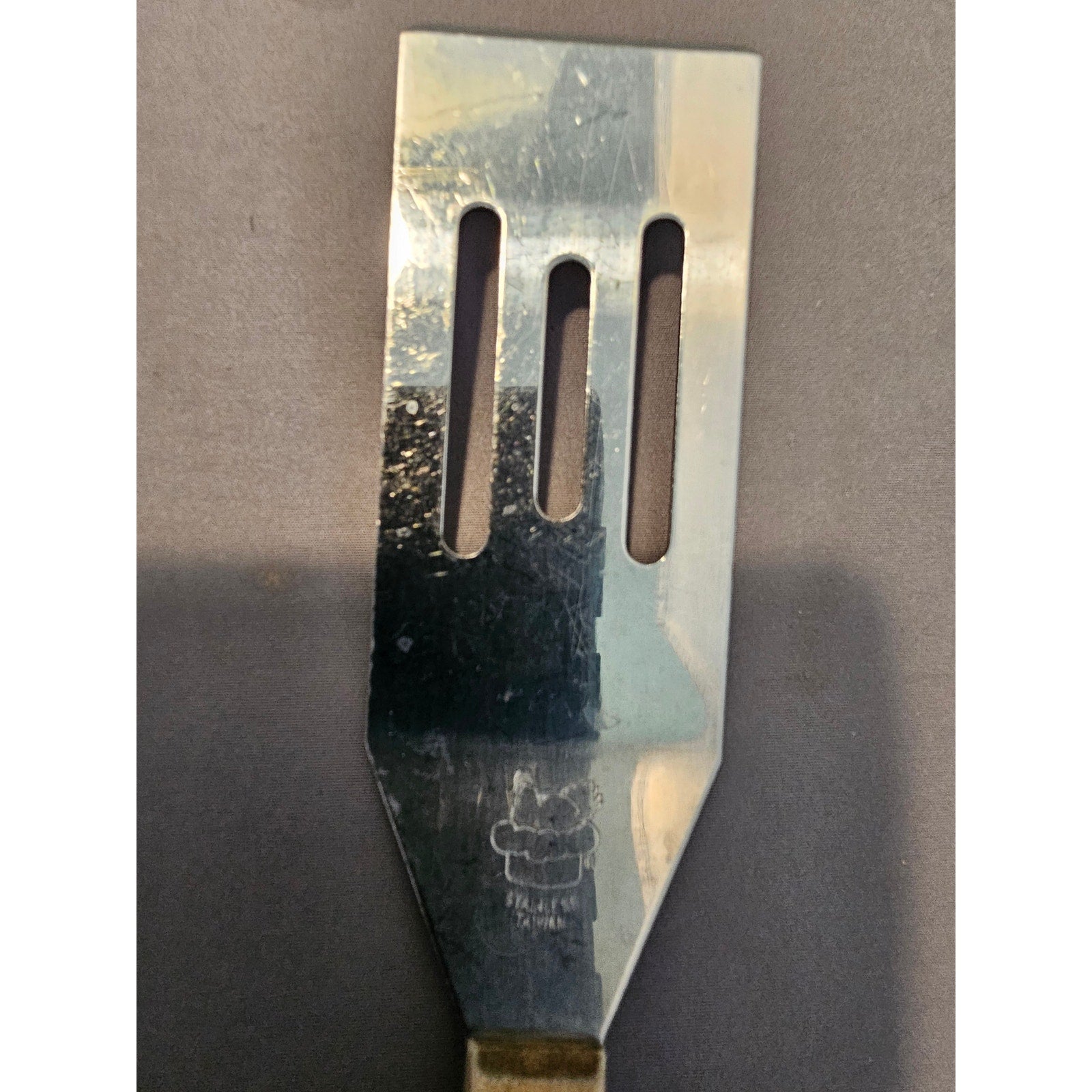 The Pampered Chef - Mini Stainless Steel Slotted Spatula w/Wood Handle 8"