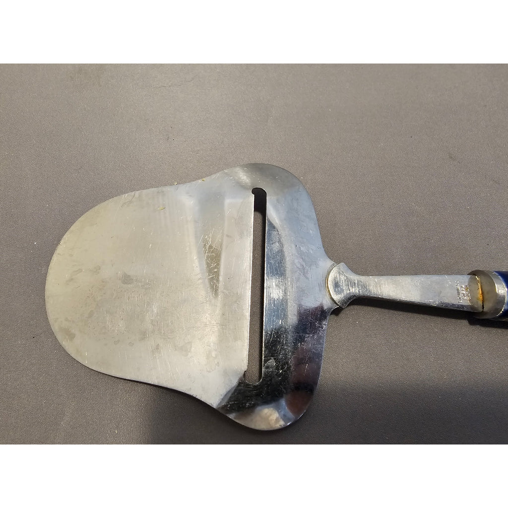 Vintage Stainless Steel Cheese Slicer/Server - Blue Porcelain Handle - Japan