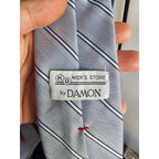Vintage Damon Men's Necktie - Grey w/Stripes - 56" Long x 2-3/4" Wide