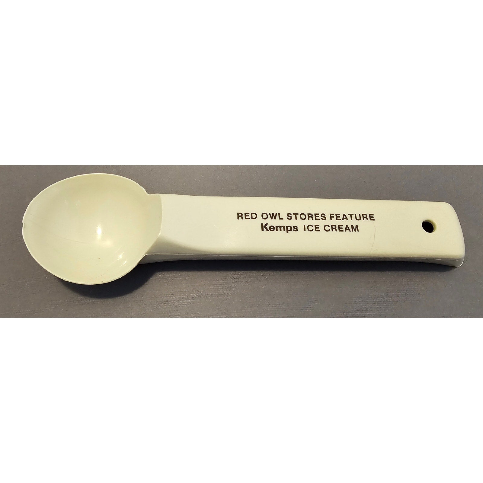 Vintage Red Owl Stores Feature - 8" White Kemps Plastic Ice Cream Scoop