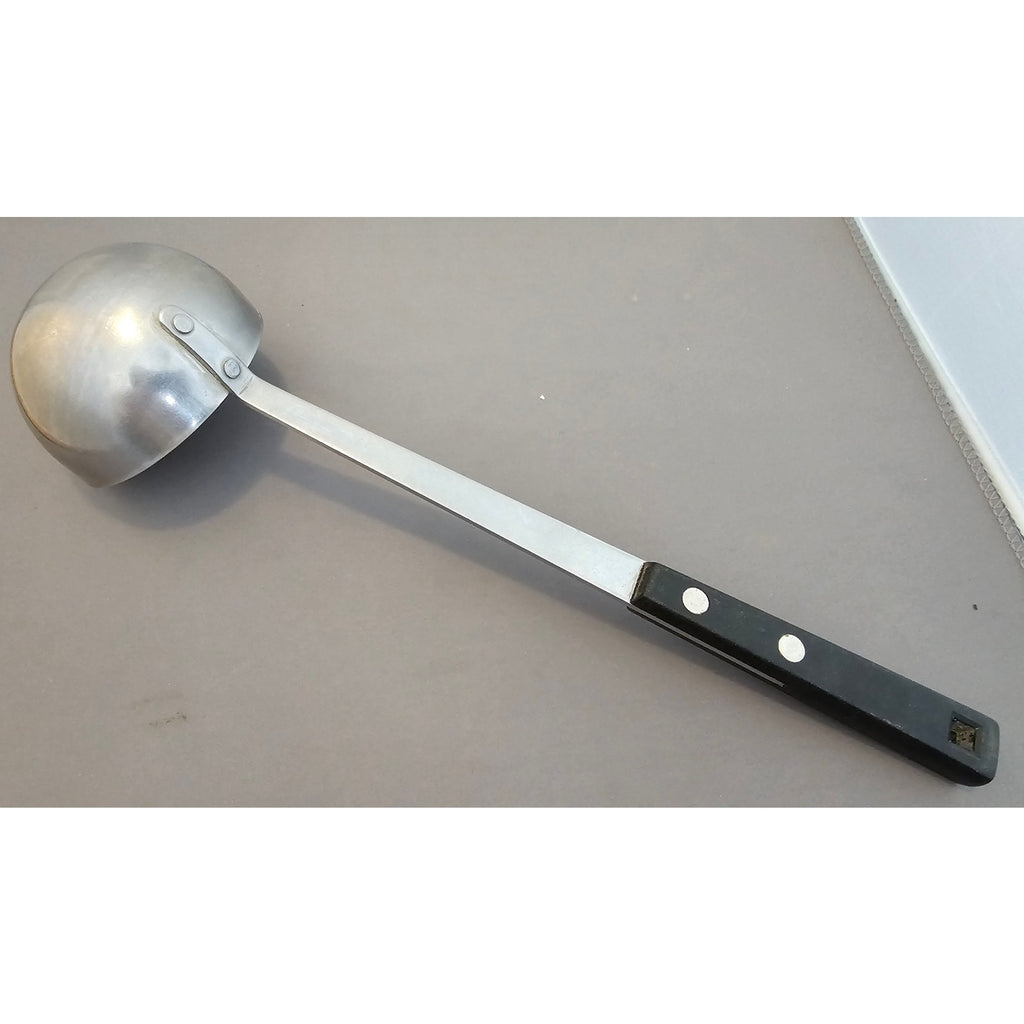 Vintage Household Stainless Steel (USA) Soup Ladle w/Black Handle - 12" in