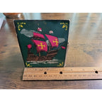 Vintage A.V.80 Match Sticks Box - Green/Orange Pirate Ships - Made in Japan