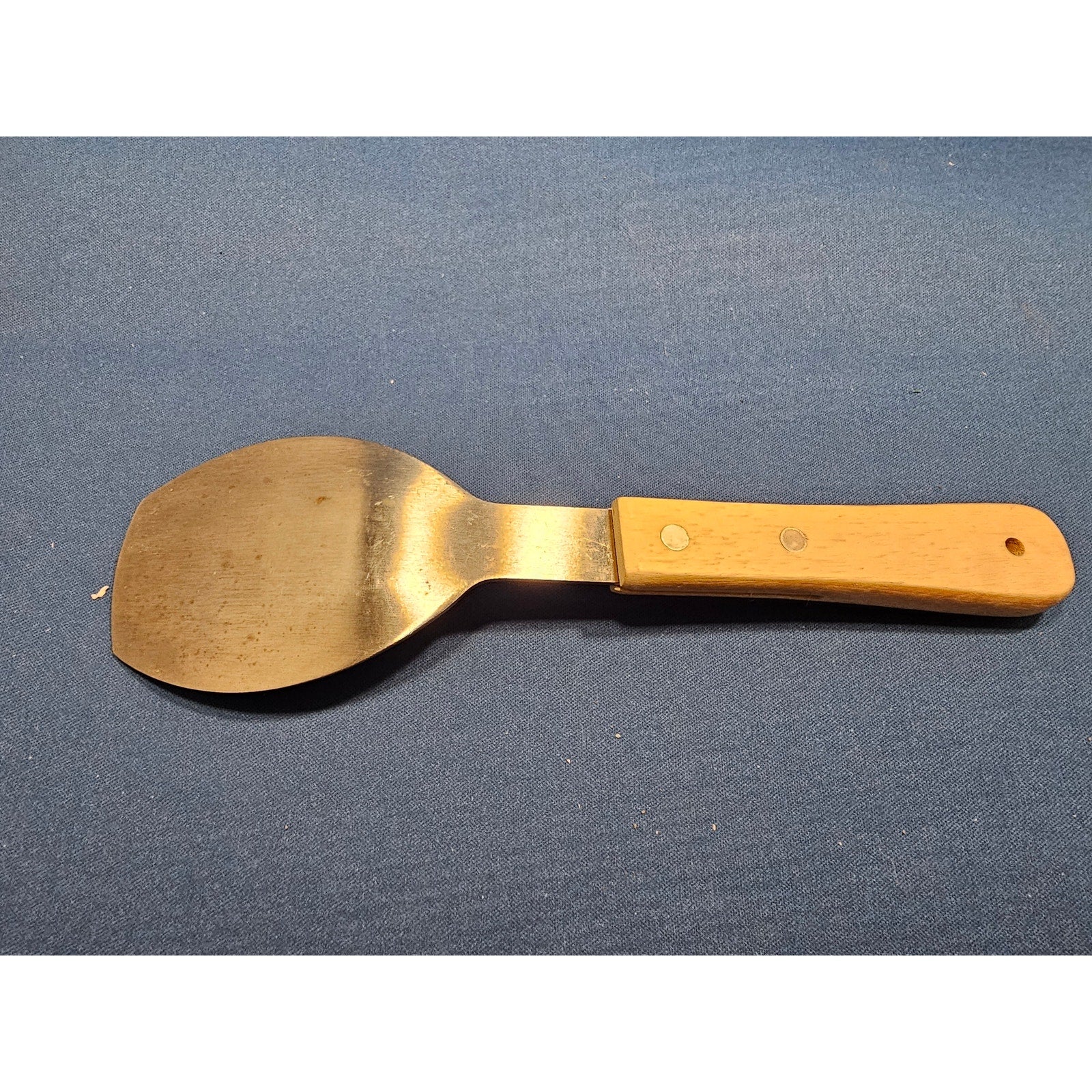 Vintage Stainless Steel 9-3/4" Ice Cream Scoop w/Rivet Wood Handle - Alaska