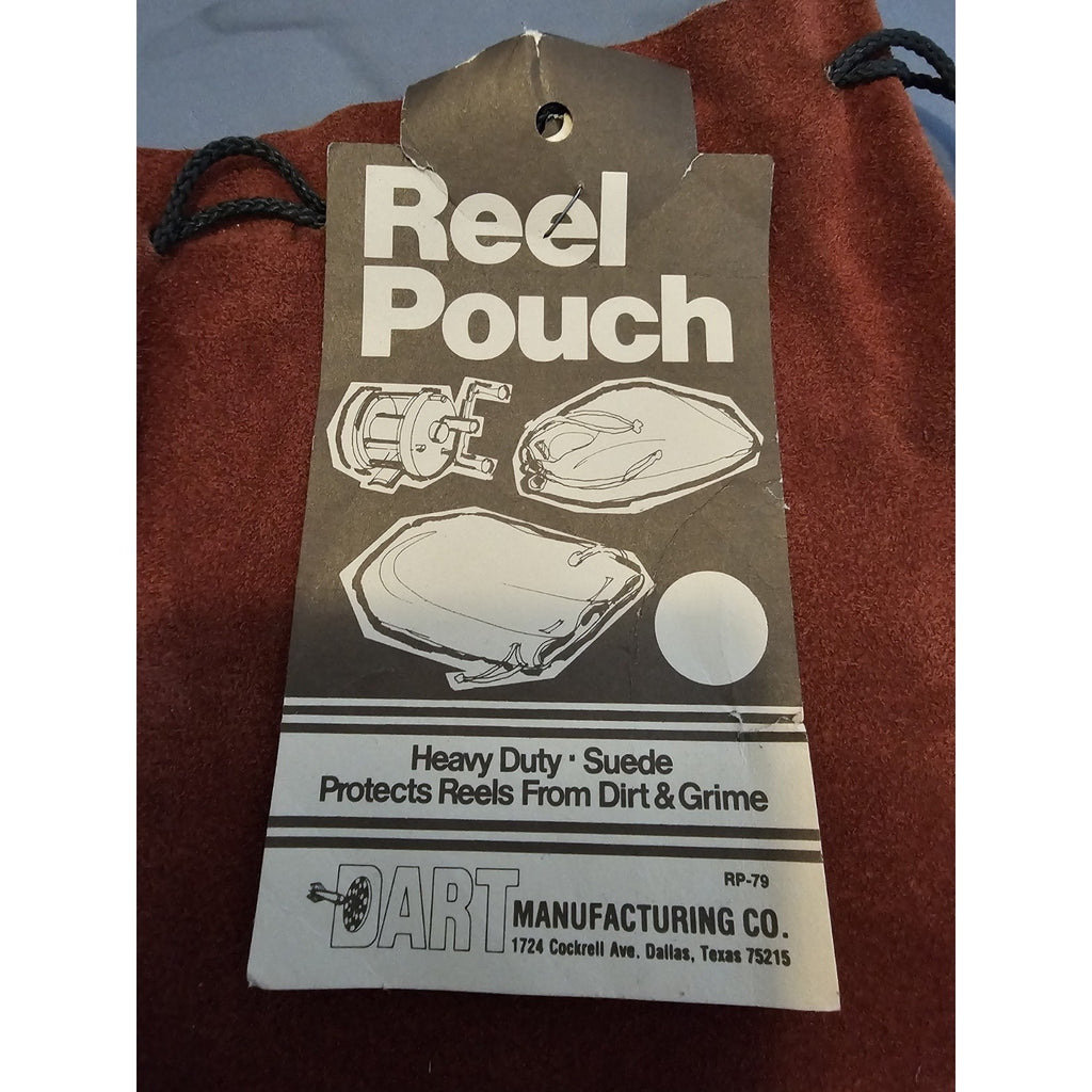 Vintage/1965 NOS Red Dart Mfg RP-79 -Heavy Duty Suede Reel Pouch w/Drawstring
