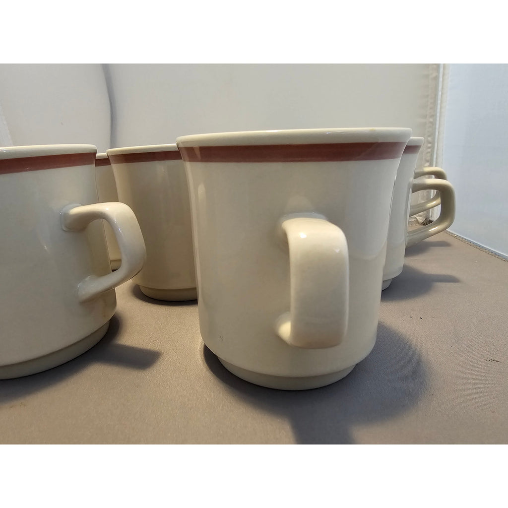 Lot of 7 Vintage Beige & Brown Cafe Style Coffee Cup/Mug - Japan