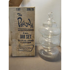 Vintage Anchor Hocking Pagoda 4-pc Stacking Jar Set Crystal Clear w/Box