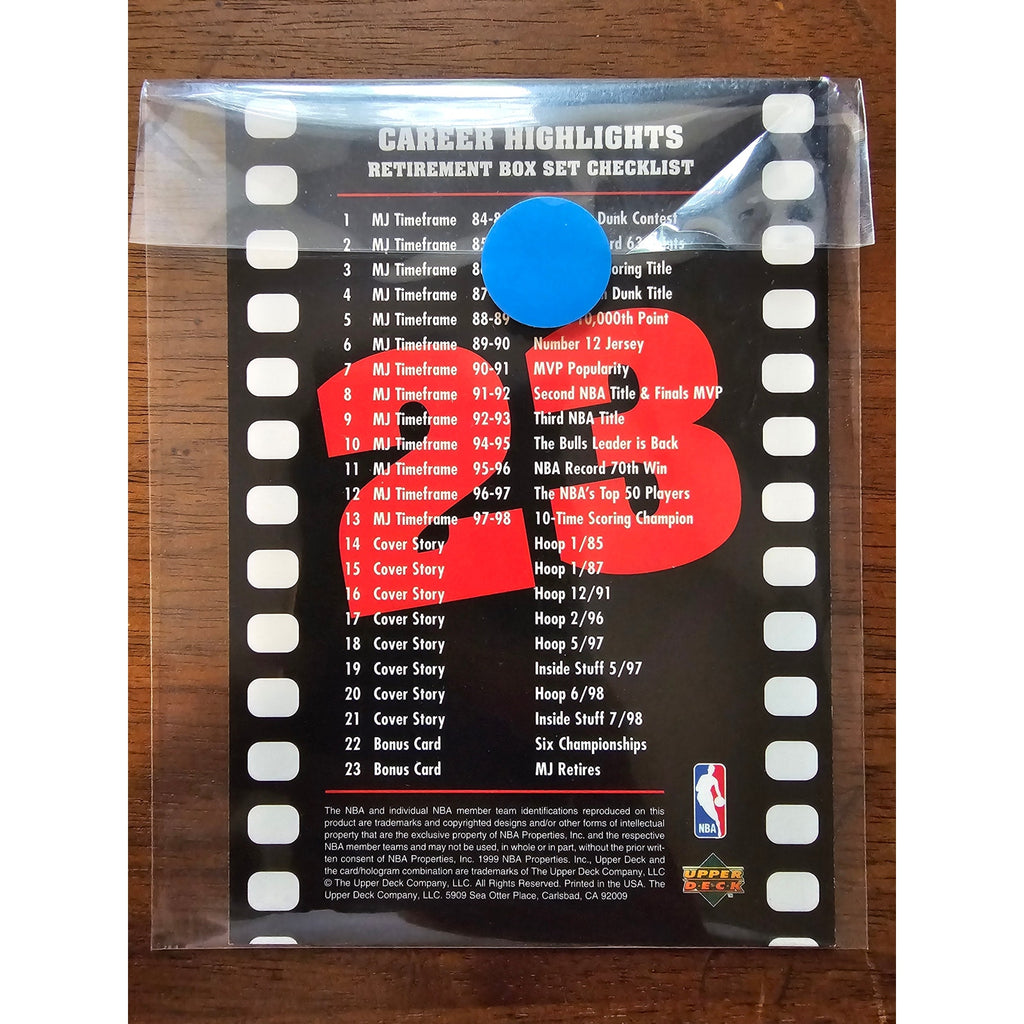 Michael Jordan 1999 Upper Deck #C23 - Bonus Card - MJ Retires -Jumbo