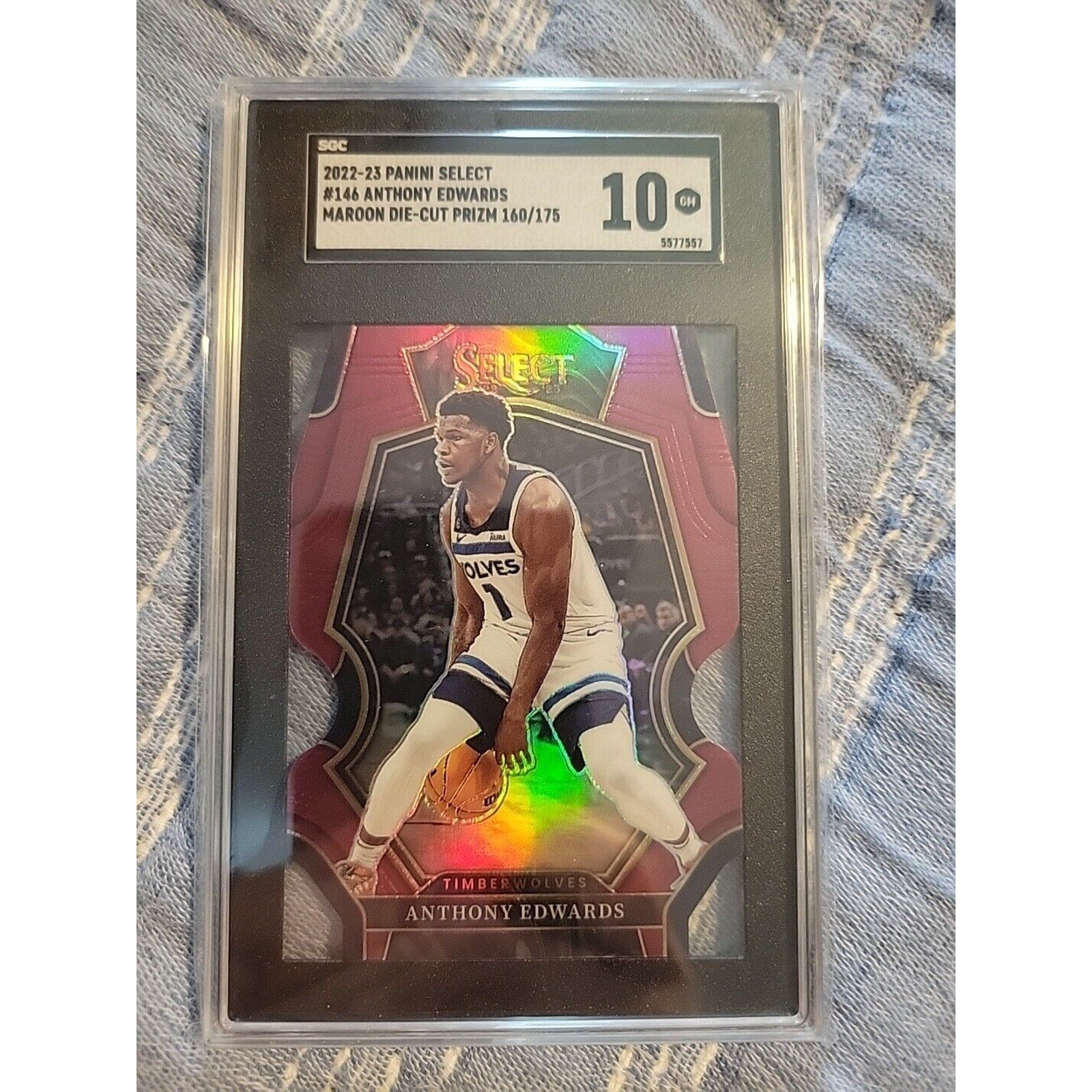 Anthony Edwards 2022-23 Panini Select Maroon Die Cut Prizm #146 sp160/175 SGC 10