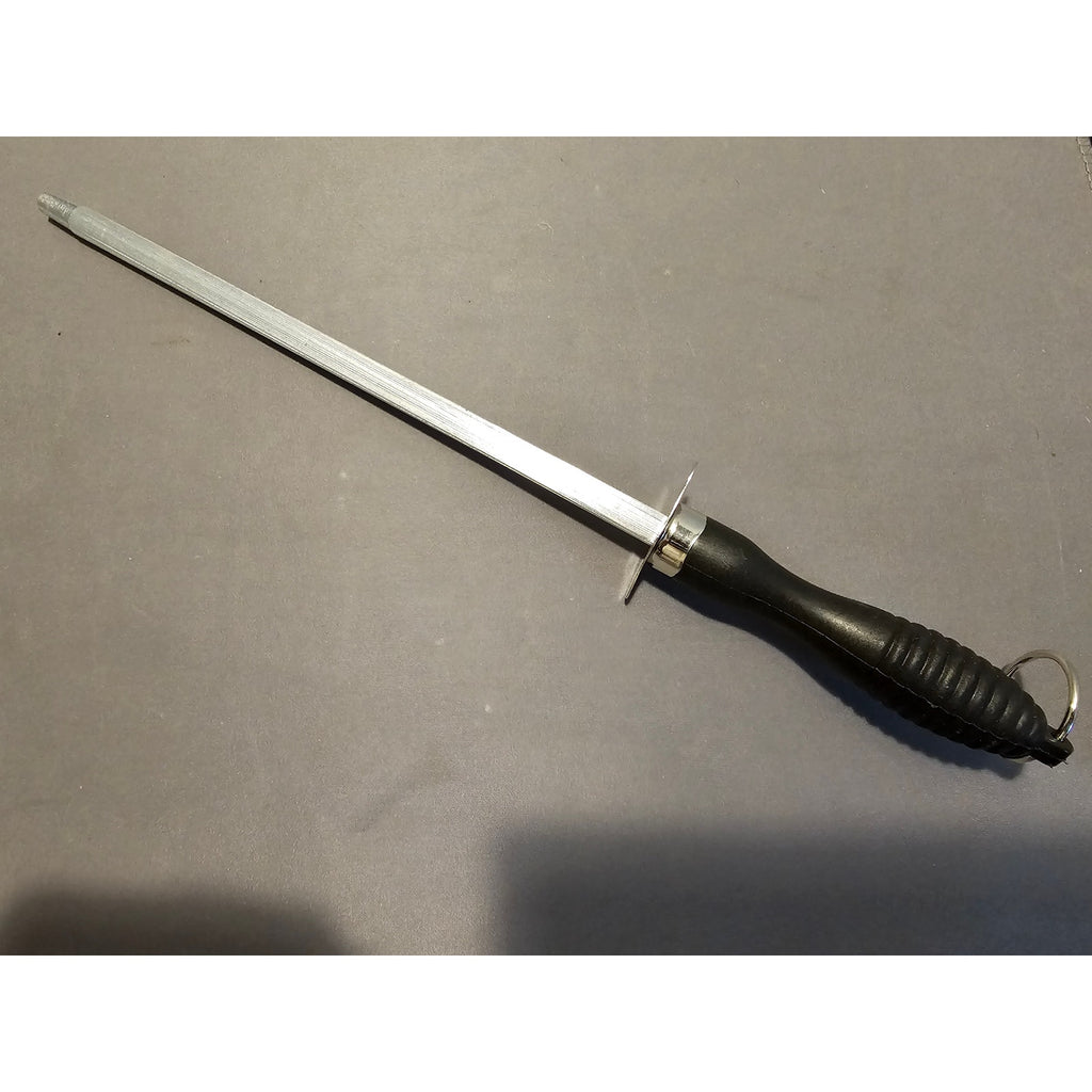 11-1/2" Black Plastic Handle Stainless Steel Knife Sharpener - Very Good