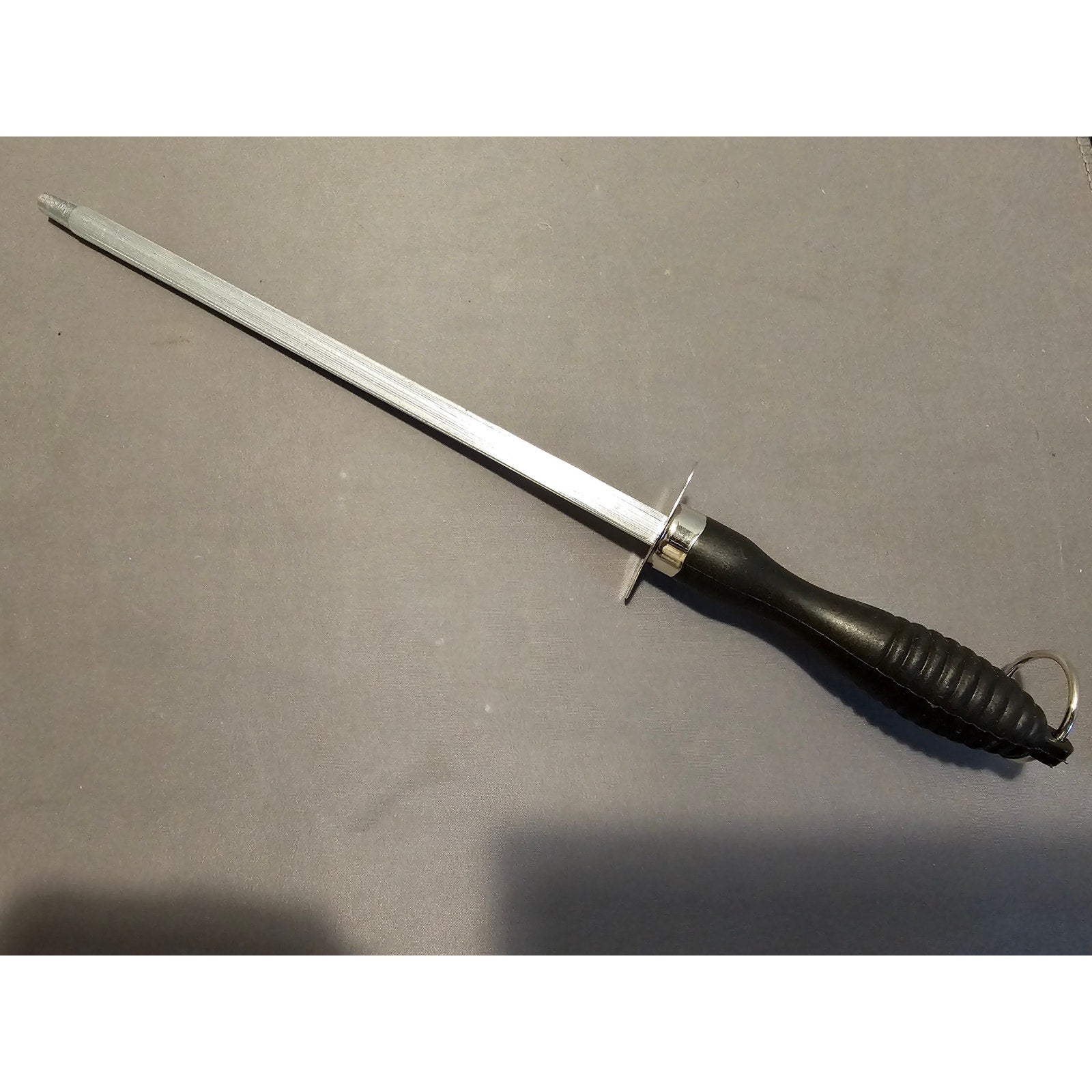 11-1/2" Black Plastic Handle Stainless Steel Knife Sharpener - Very Good