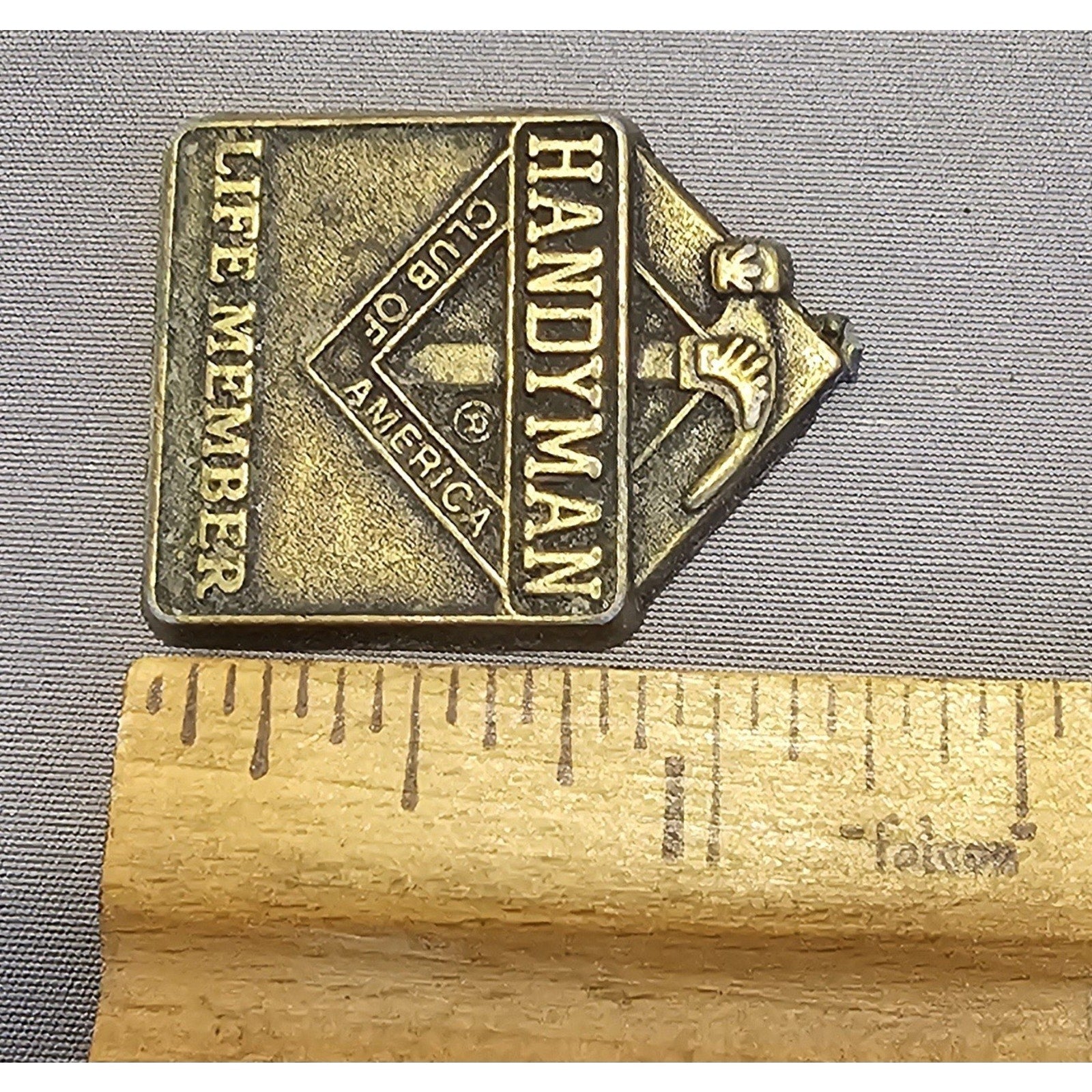 Vintage Handyman Club Of America (HCoA) Life Member Hammer Logo Brass Key Fob