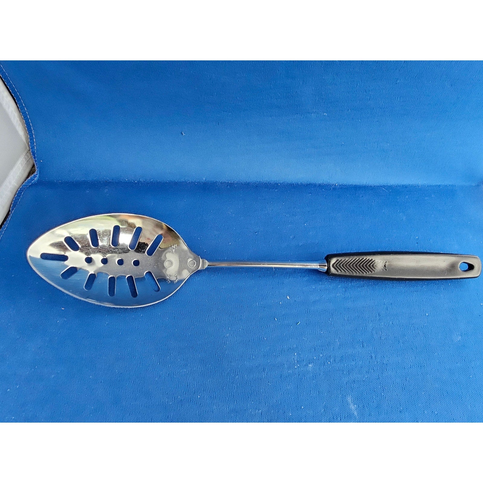 Vintage Foley Stainless Steel (USA) Slotted Serving Spoon w/Black Handle - 11"