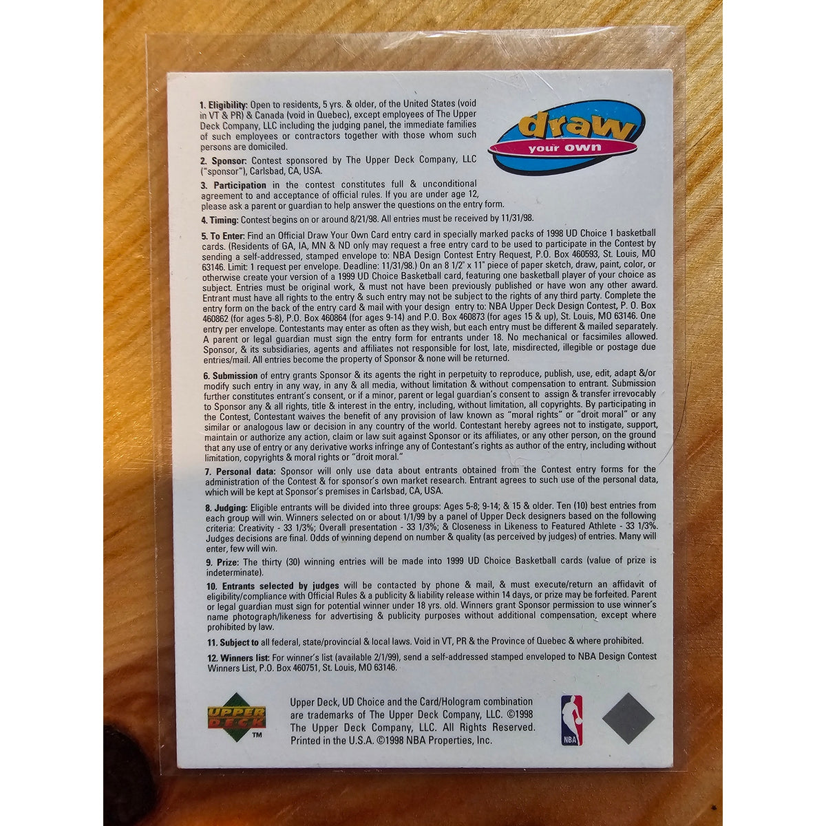 Michael Jordan 1997-1998 Upper Deck UD Choice - Draw Your Own Card - Bulls - NBA