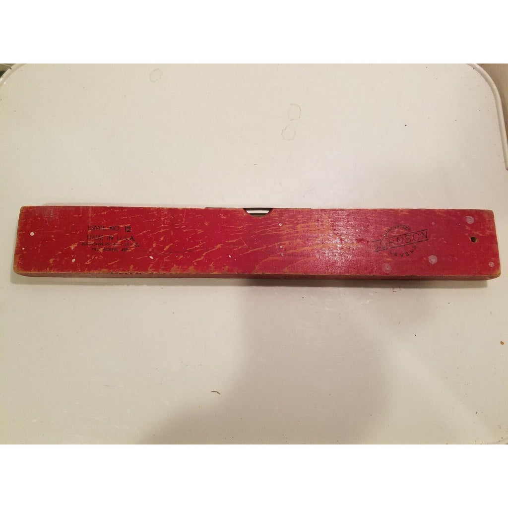 Johnson No. 12 Wood Level Red Made in USA 12 inch 1 bubble