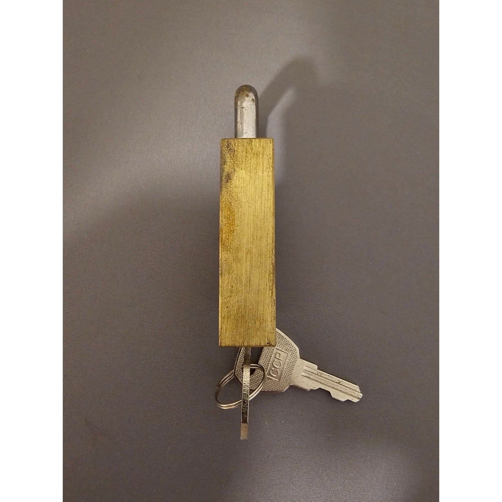 Vintage Brass Trailer Coupler Padlock w/CCP Keys - 1-1/2" x 1-1/2" - works great