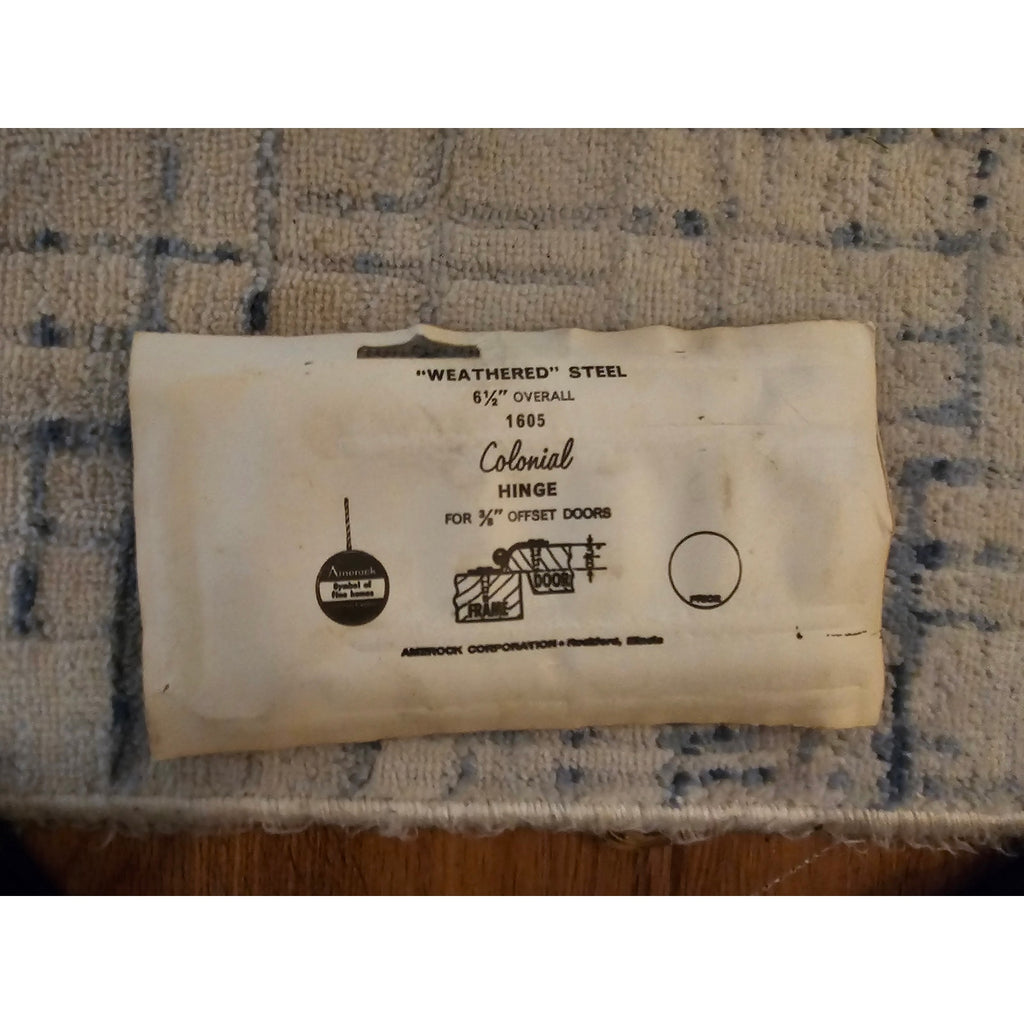 NOS 6-1/2" Amerock A-1605-AC Antique Copper Colonial Hinge Set - Weathered Steel