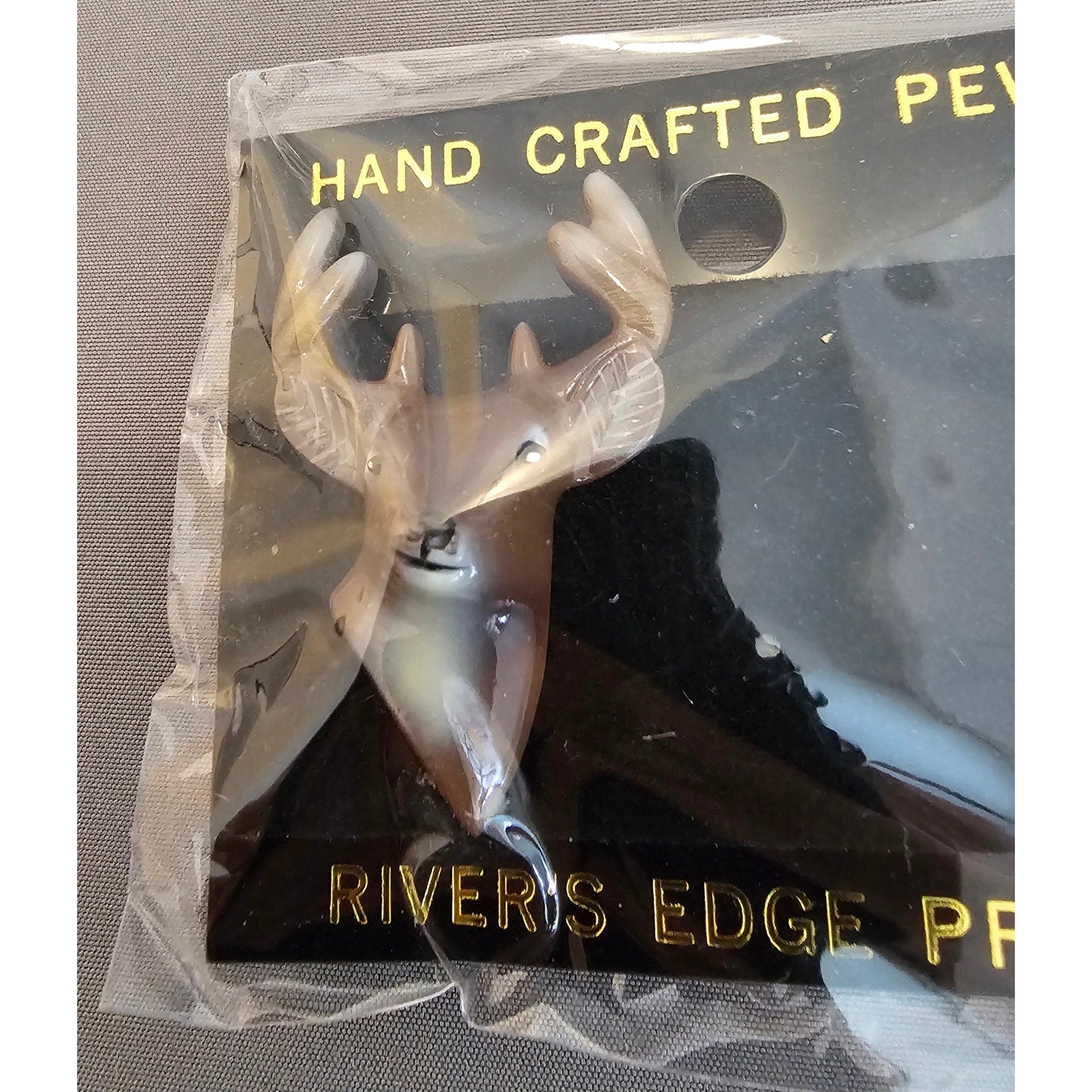 Vintage River's Edge Pewter "Buck" Pinback - Deer Head, Hand Crafted - No. 230