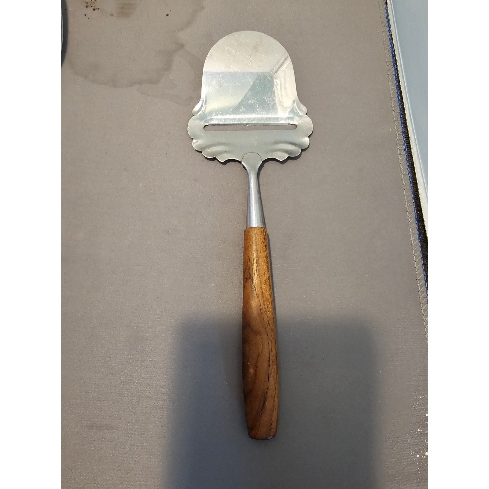 Vintage SPAR Norge Stainless Steel Cheese Slicer/Server - Wood Handle - Norway