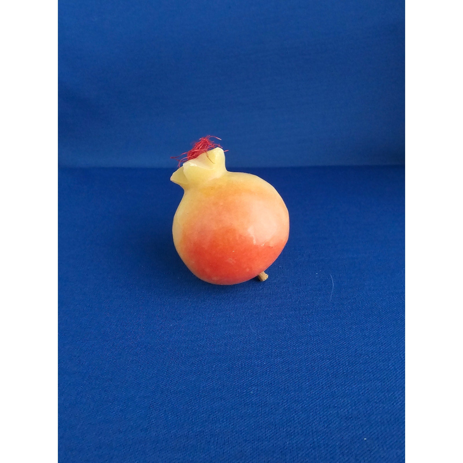 Vintage Alabaster Marble Carved Stone Fruit - Small 2-1/2" tall - Red/Yellow