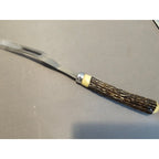 Vintage 2-Prong Meat Serving/Carving Fork w/Antler Style Handle - Japan